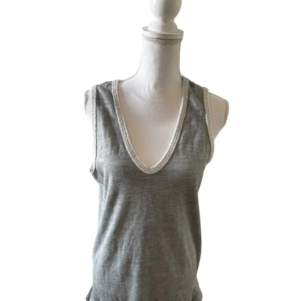 Free People Terry Cloth Babydoll Flounce Hem Mini Dress Gray M